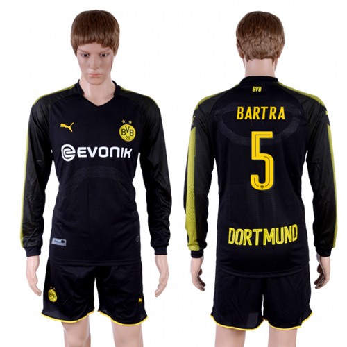 Dortmund #5 Bartra Away Long Sleeves Soccer Club Jersey